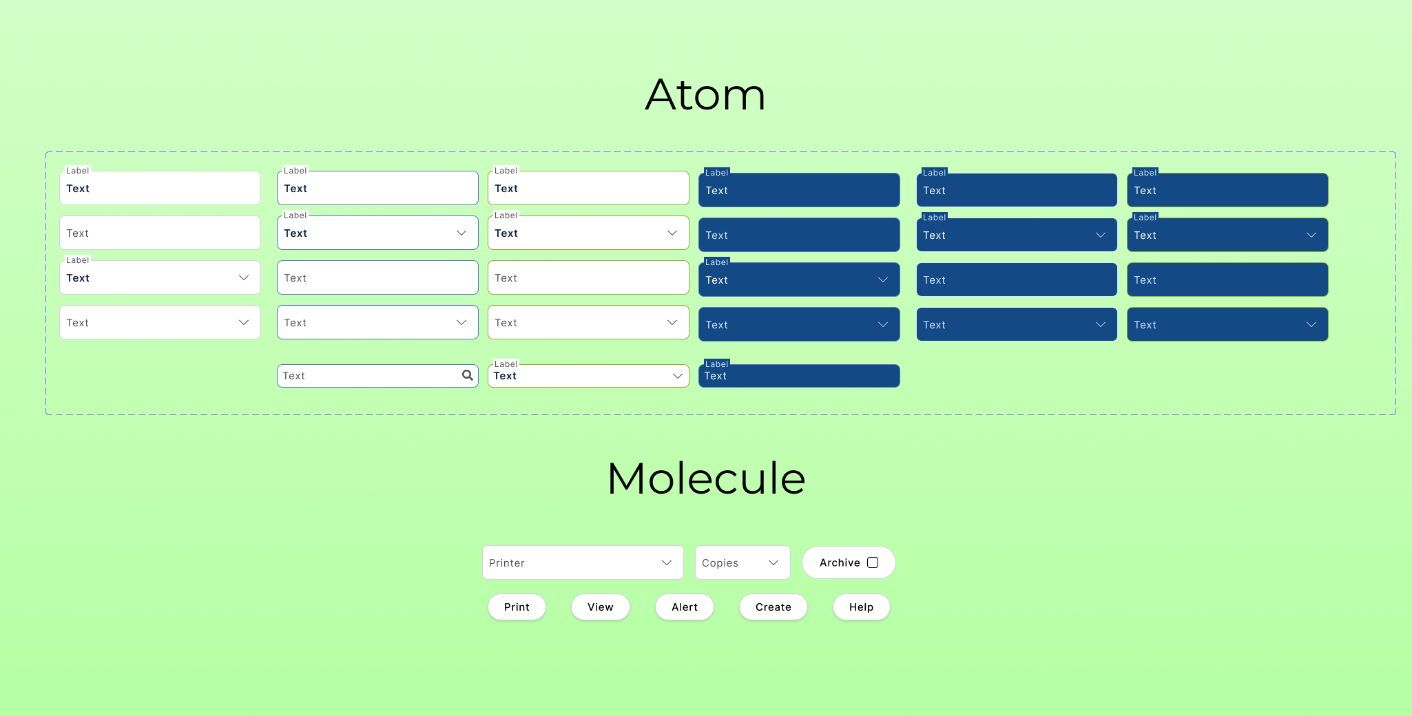 Components and Molecules from the design system.